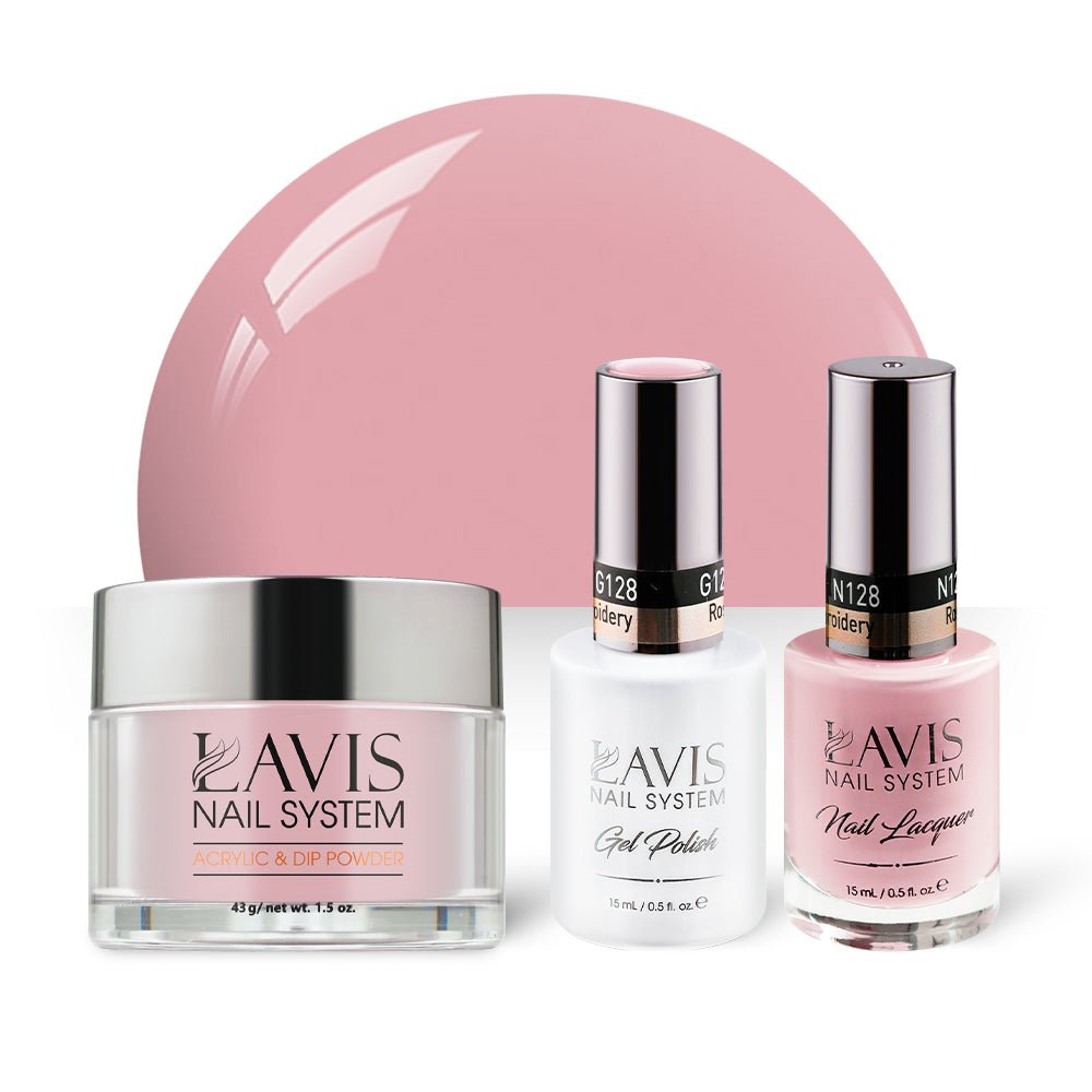 LAVIS 3 in 1 - 128 Rose Embroidery - Acrylic & Dip Powder, Gel & Lacquer - DTK Nail Supply