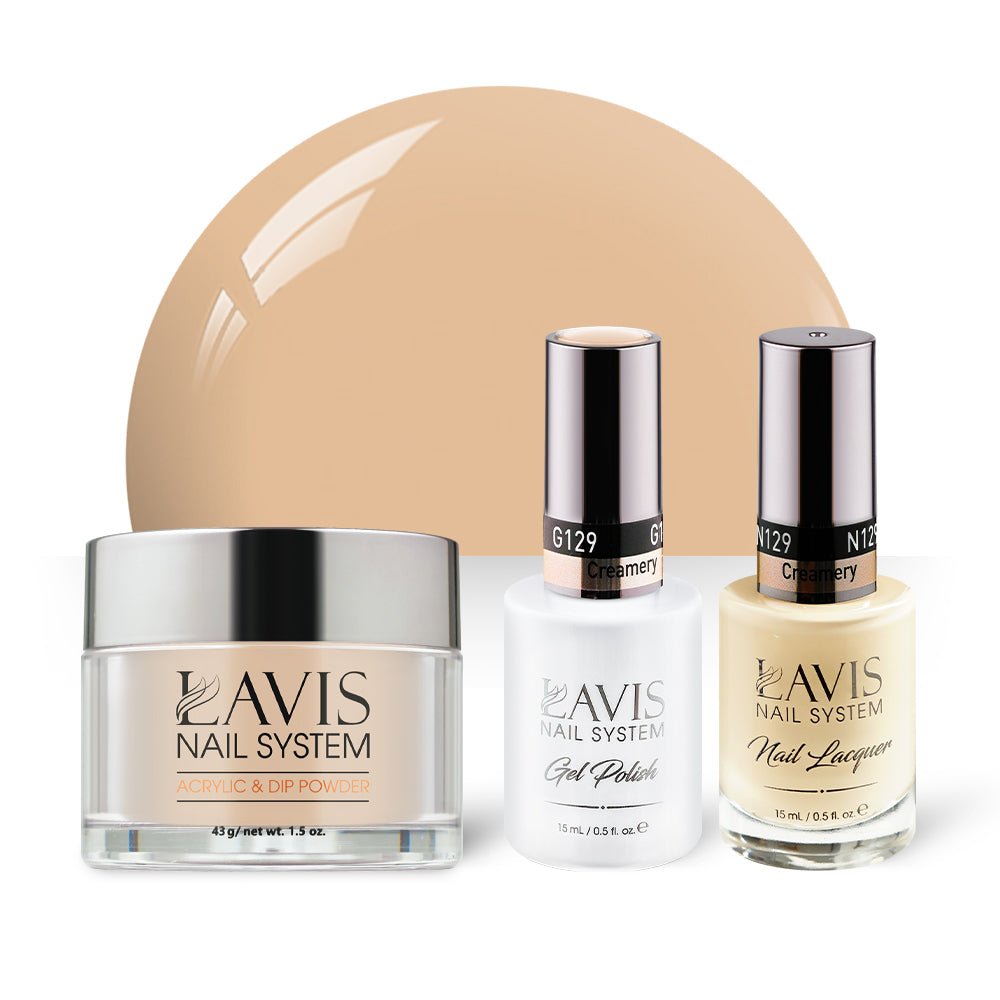 LAVIS 3 in 1 - 129 Creamery - Acrylic & Dip Powder, Gel & Lacquer - DTK Nail Supply