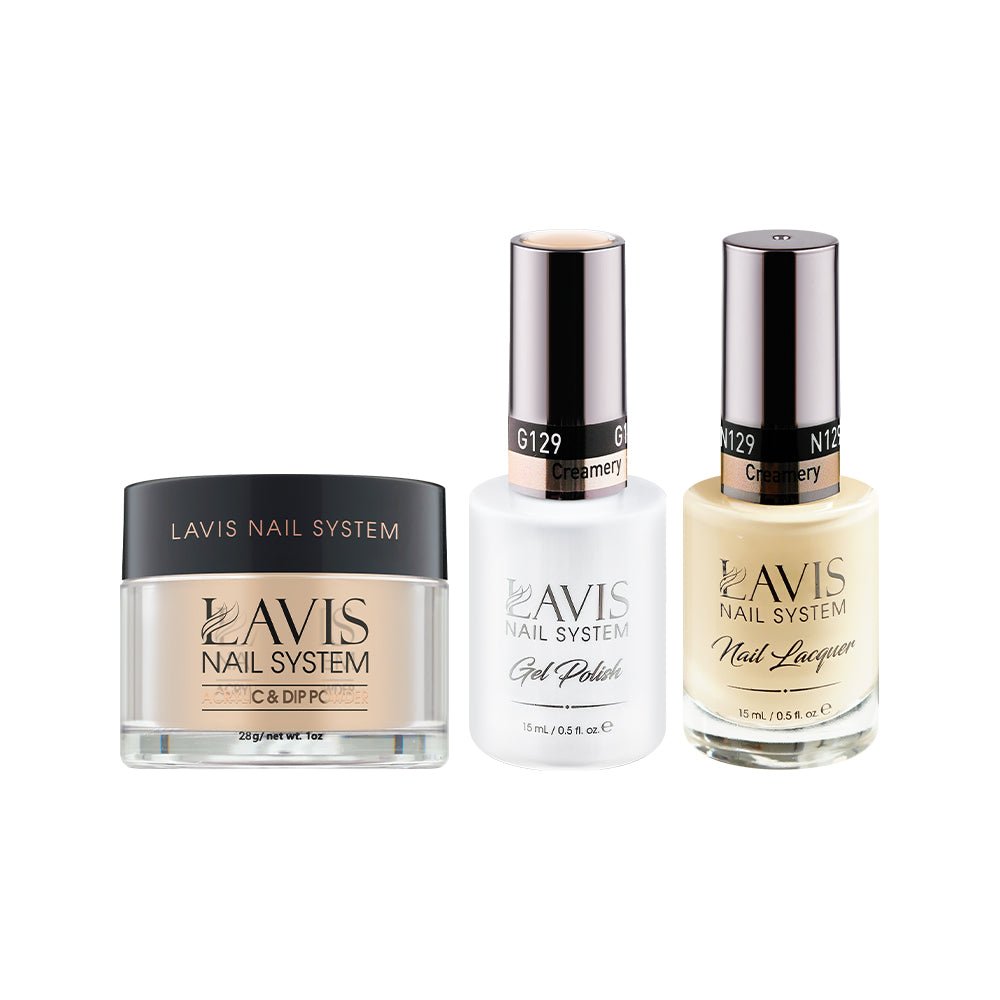 LAVIS 3 in 1 - 129 Creamery - Acrylic & Dip Powder, Gel & Lacquer - DTK Nail Supply