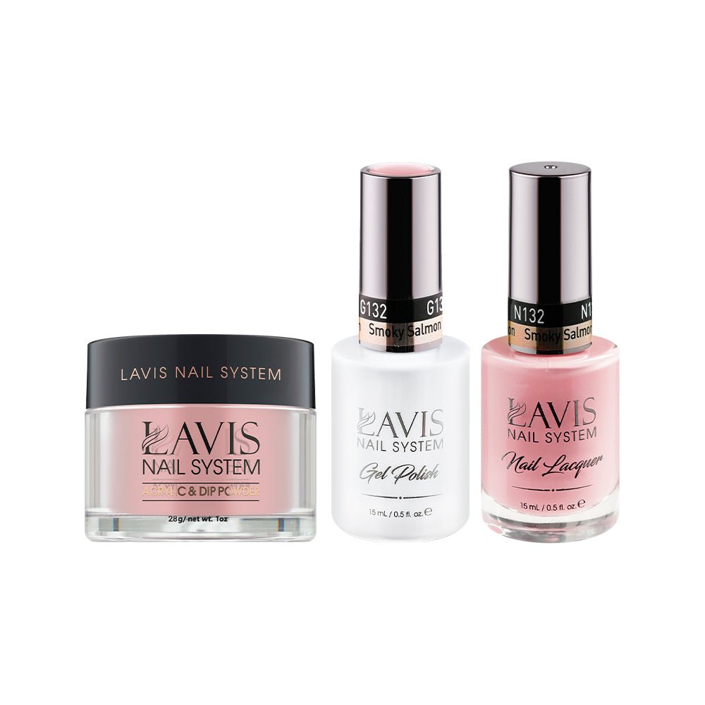 LAVIS 3 in 1 - 132 Smoky Salmon - Acrylic & Dip Powder, Gel & Lacquer - DTK Nail Supply