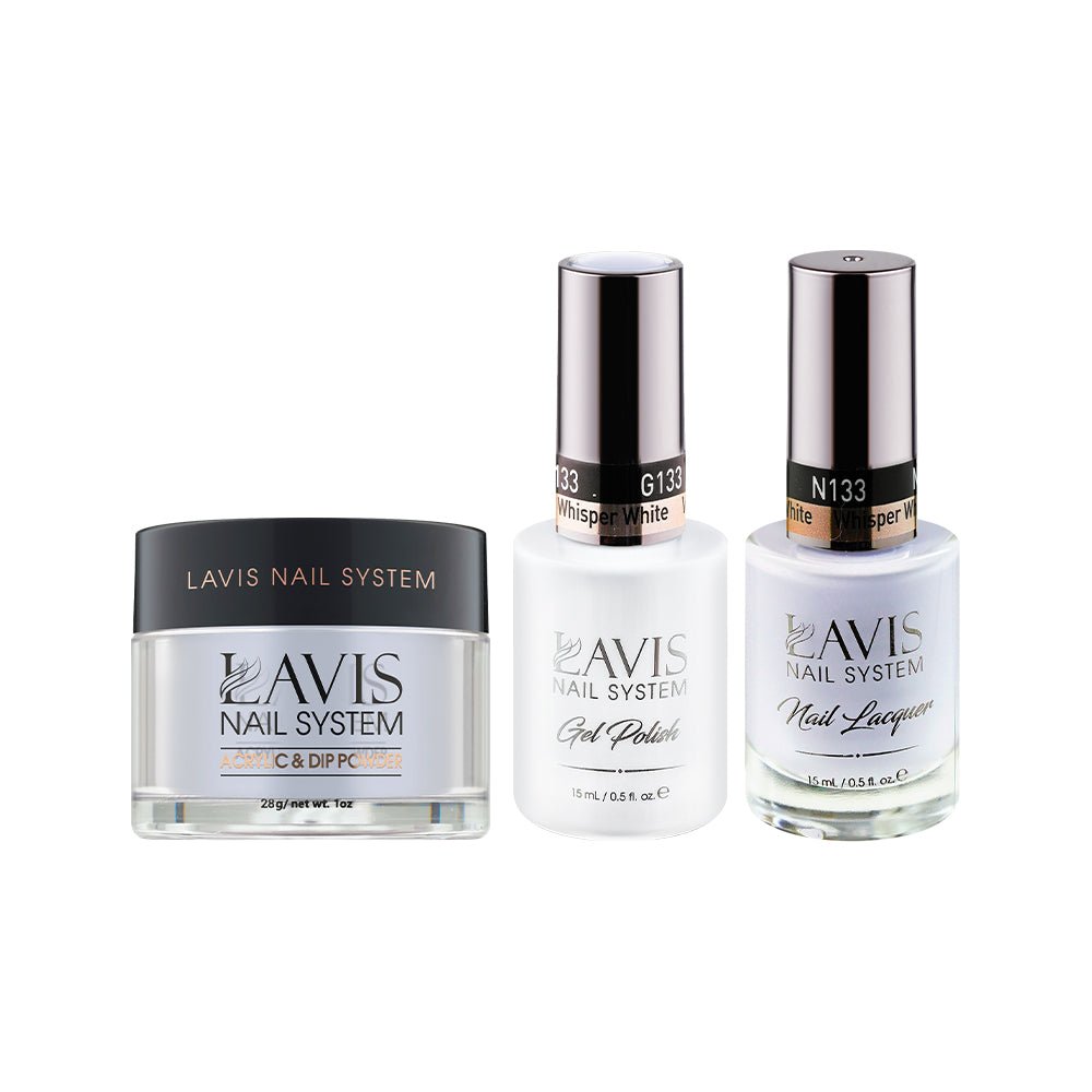 LAVIS 3 in 1 - 133 Whisper White - Acrylic & Dip Powder, Gel & Lacquer - DTK Nail Supply