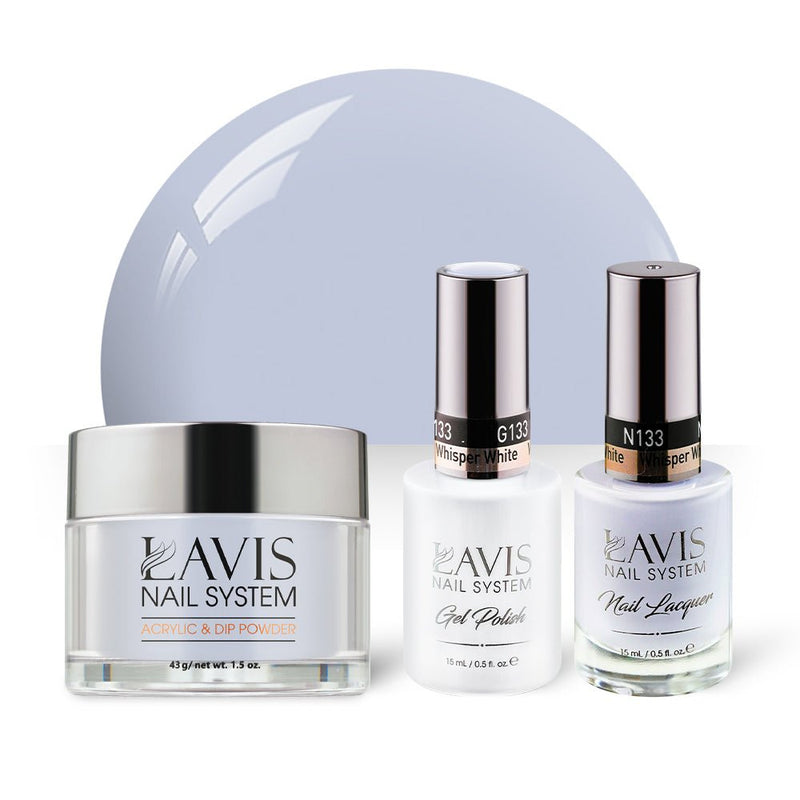 LAVIS 3 in 1 - 133 Whisper White - Acrylic & Dip Powder, Gel & Lacquer - DTK Nail Supply