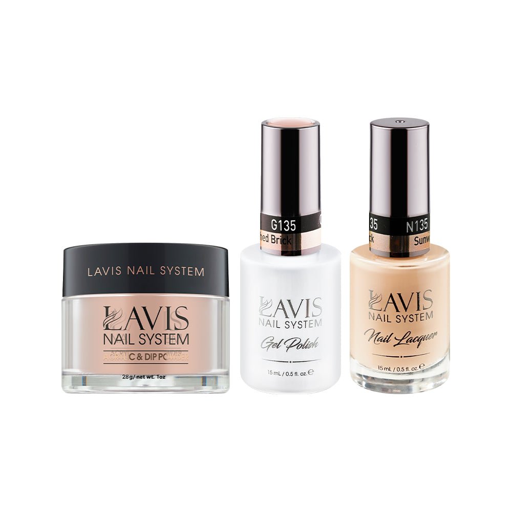 LAVIS 3 in 1 - 135 Sunwashed Brick - Acrylic & Dip Powder, Gel & Lacquer - DTK Nail Supply