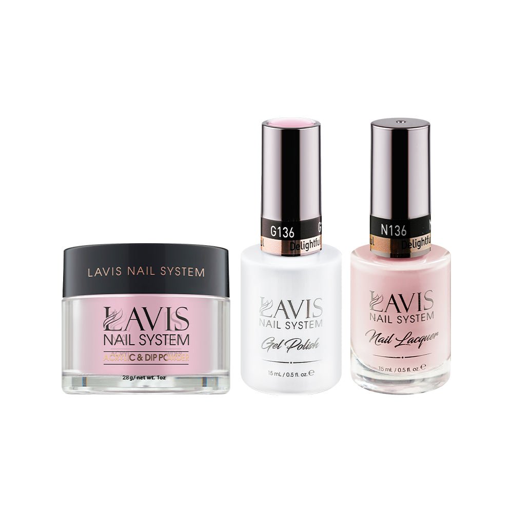 LAVIS 3 in 1 - 136 Delightful - Acrylic & Dip Powder, Gel & Lacquer - DTK Nail Supply