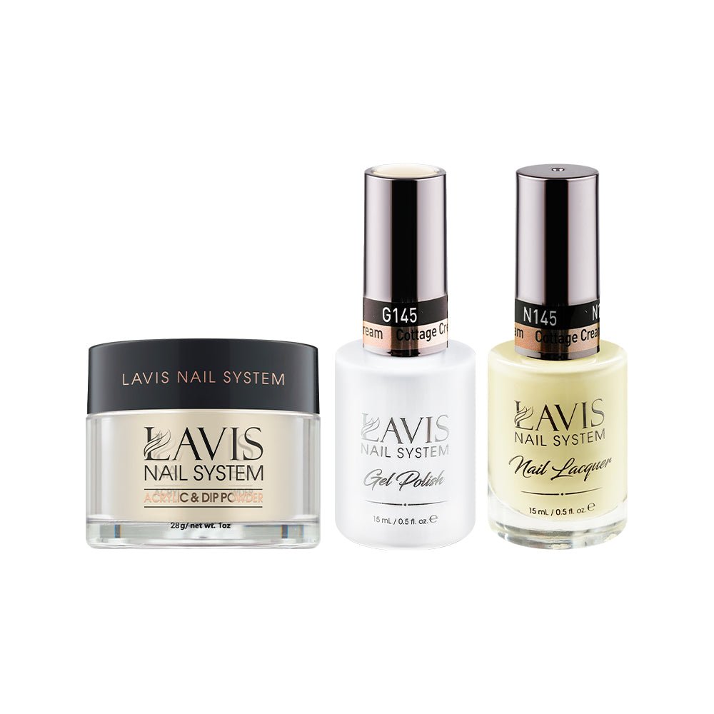 LAVIS 3 in 1 - 145 Cottage Cream - Acrylic & Dip Powder, Gel & Lacquer - DTK Nail Supply