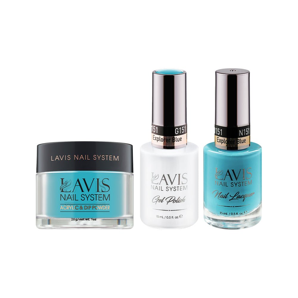 LAVIS 3 in 1 - 151 Explorer Blue - Acrylic & Dip Powder, Gel & Lacquer - DTK Nail Supply