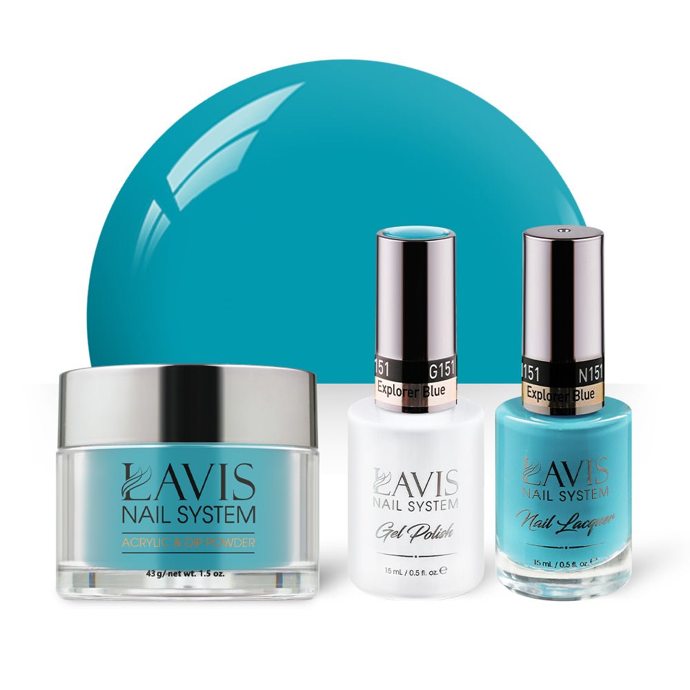 LAVIS 3 in 1 - 151 Explorer Blue - Acrylic & Dip Powder, Gel & Lacquer - DTK Nail Supply