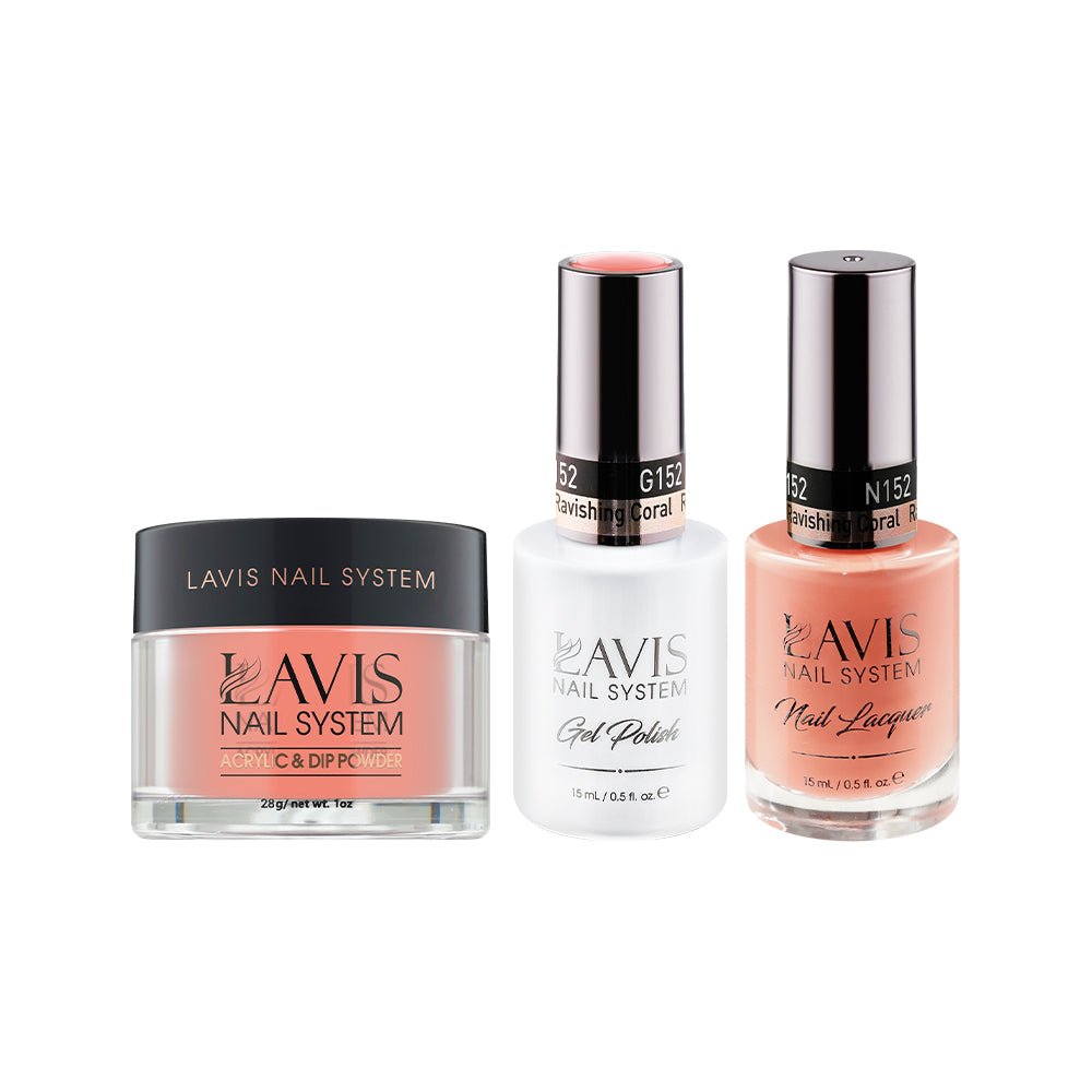 LAVIS 3 in 1 - 152 Ravishing Coral - Acrylic & Dip Powder, Gel & Lacquer - DTK Nail Supply