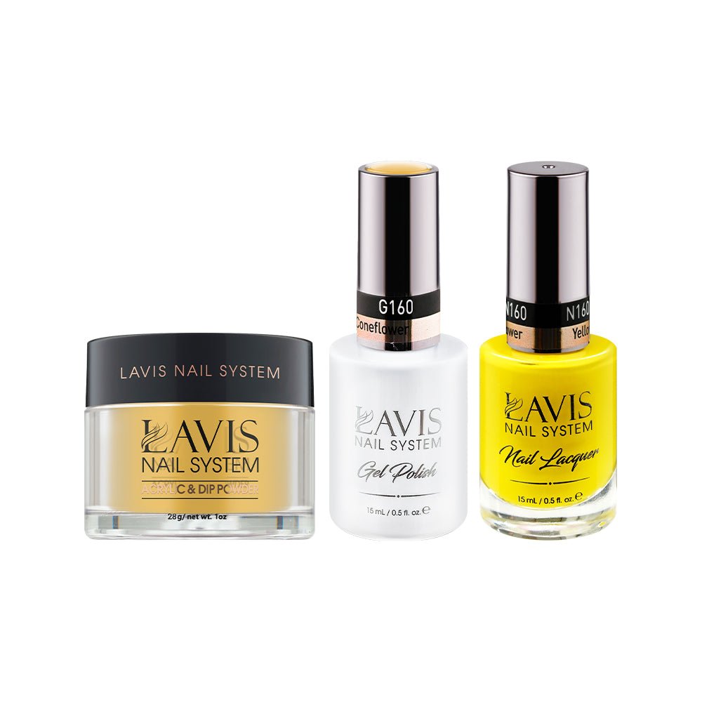 LAVIS 3 in 1 - 160 Yellow Coneflower - Acrylic & Dip Powder, Gel & Lacquer - DTK Nail Supply