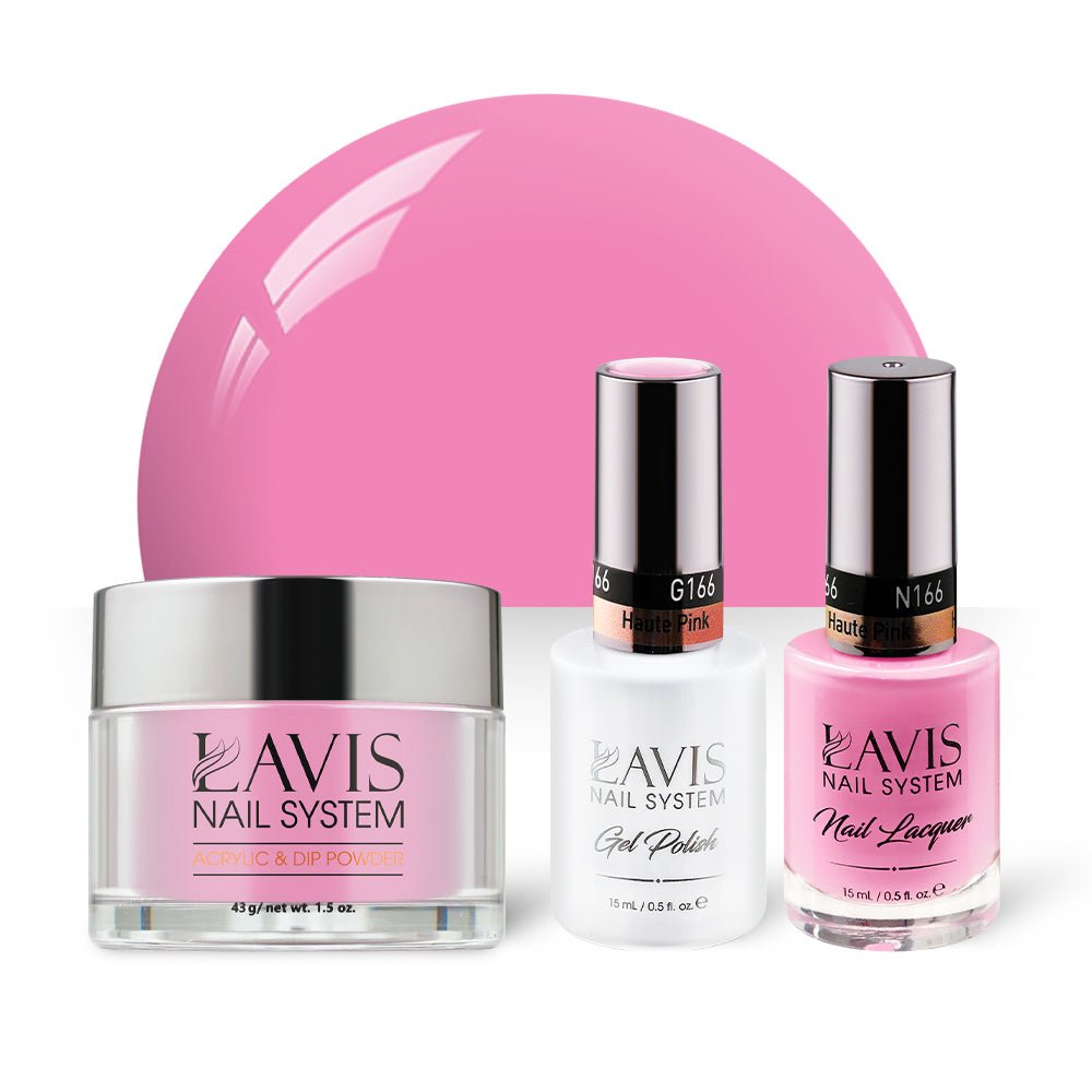 LAVIS 3 in 1 - 166 Haute Pink - Acrylic & Dip Powder, Gel & Lacquer - DTK Nail Supply
