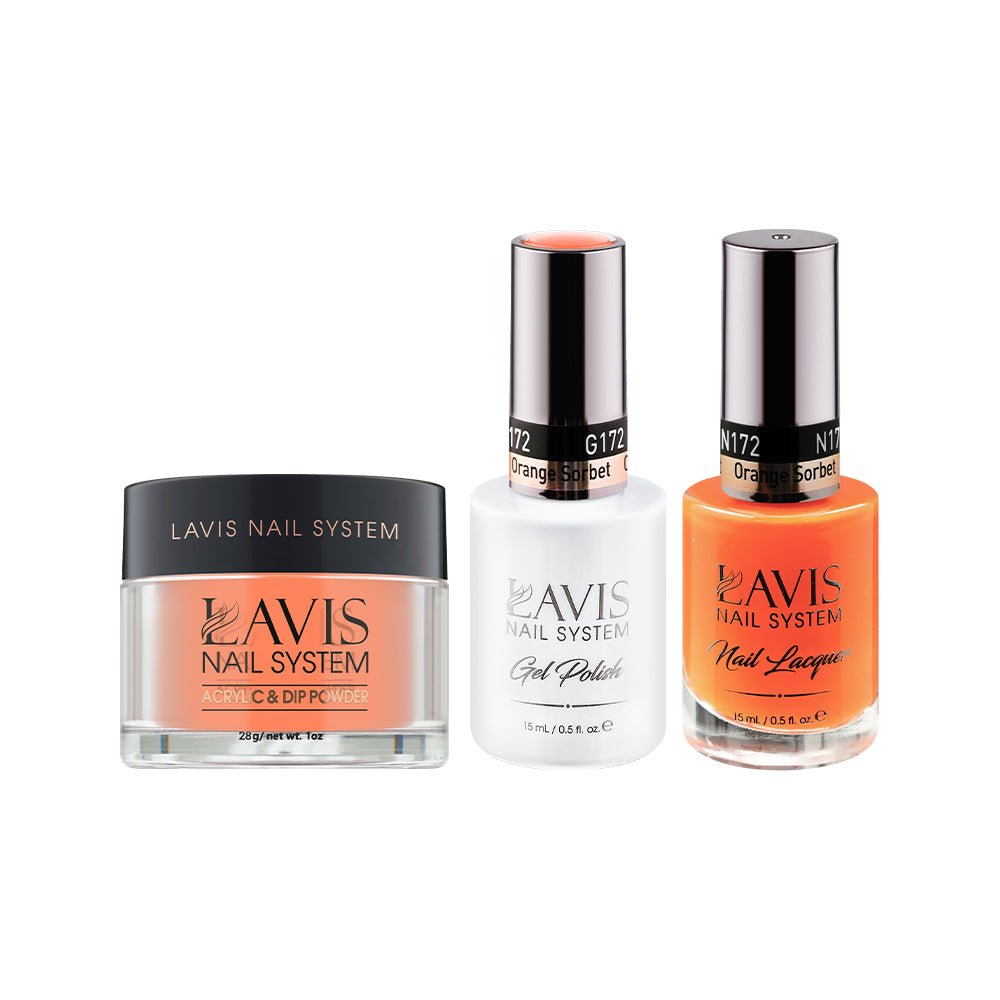 LAVIS 3 in 1 - 172 Orange Sorbet - Acrylic & Dip Powder, Gel & Lacquer - DTK Nail Supply