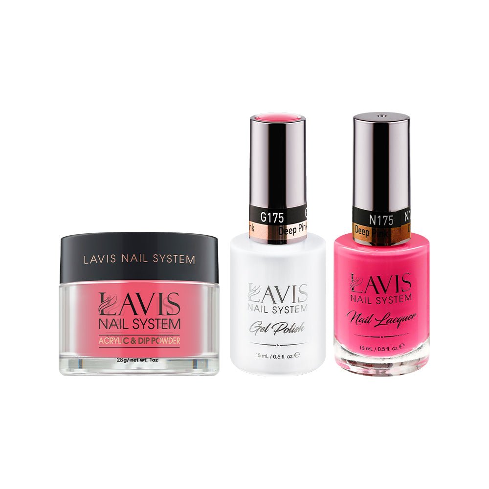 LAVIS 3 in 1 - 175 Deep Pink - Acrylic & Dip Powder, Gel & Lacquer - DTK Nail Supply