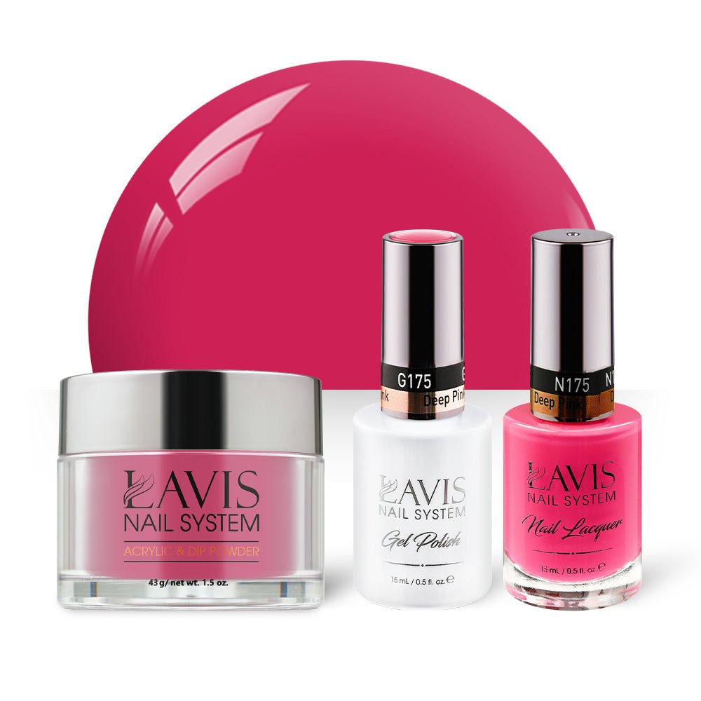 LAVIS 3 in 1 - 175 Deep Pink - Acrylic & Dip Powder, Gel & Lacquer - DTK Nail Supply