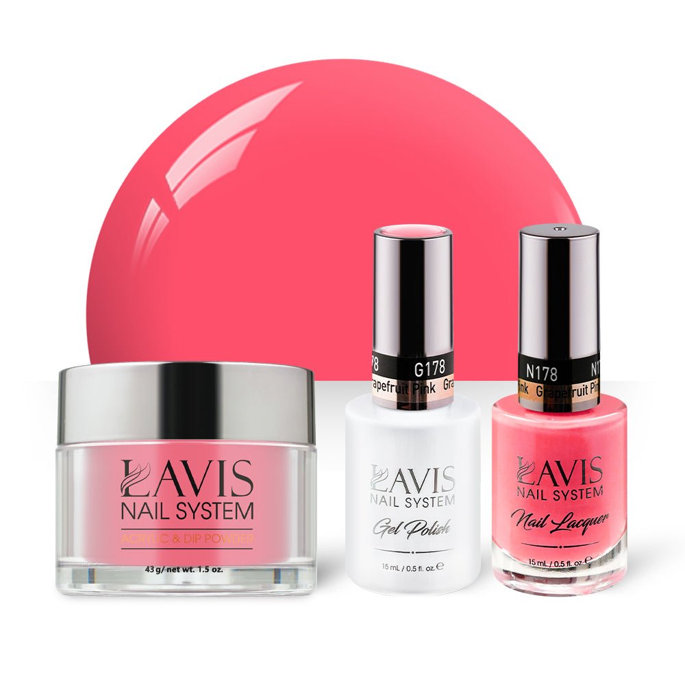 LAVIS 3 in 1 - 178 Grapefruit Pink - Acrylic & Dip Powder, Gel & Lacquer - DTK Nail Supply