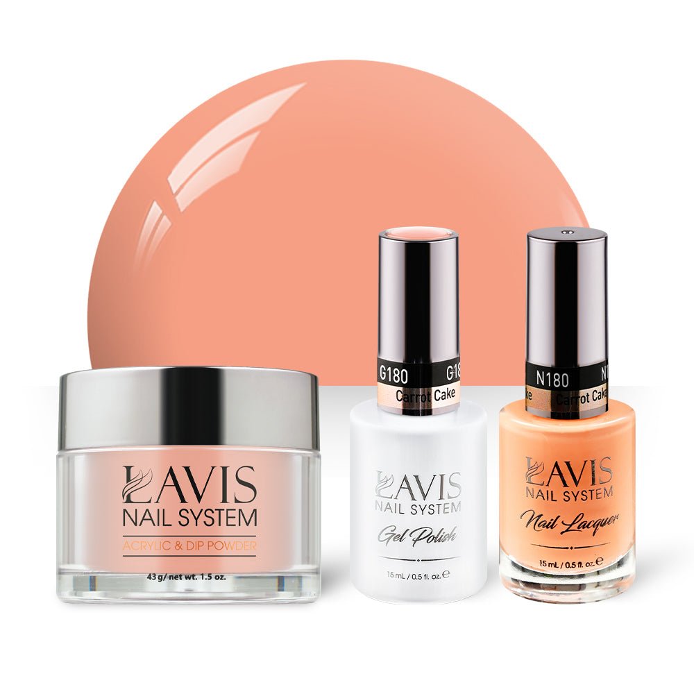 LAVIS 3 in 1 - 180 Carrot Cake - Acrylic & Dip Powder, Gel & Lacquer - DTK Nail Supply
