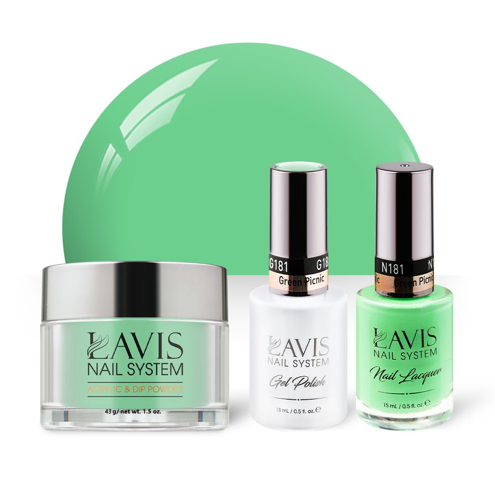 LAVIS 3 in 1 - 181 Green Picnic - Acrylic & Dip Powder, Gel & Lacquer - DTK Nail Supply