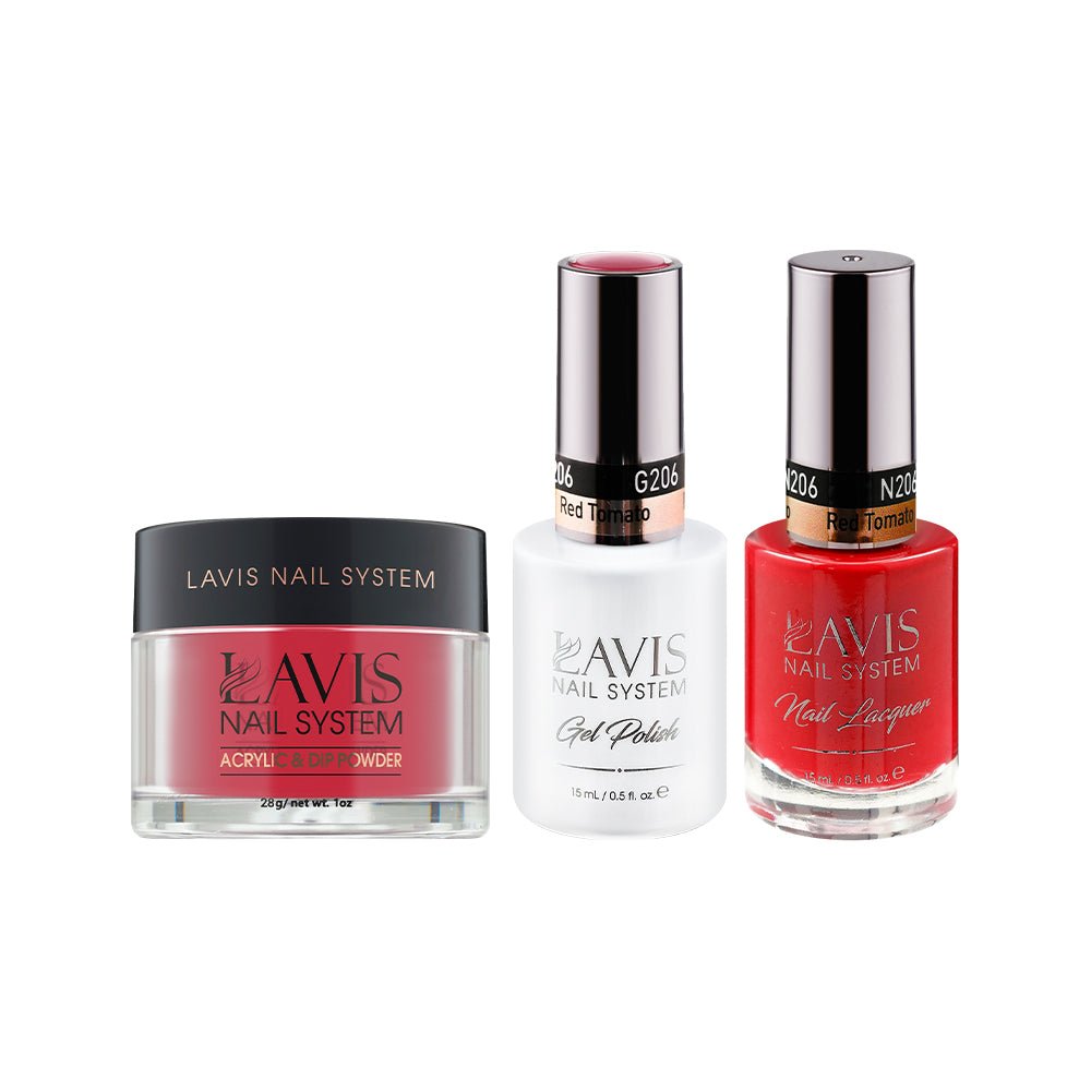 LAVIS 3 in 1 - 206 Red Tomato - Acrylic & Dip Powder, Gel & Lacquer - DTK Nail Supply