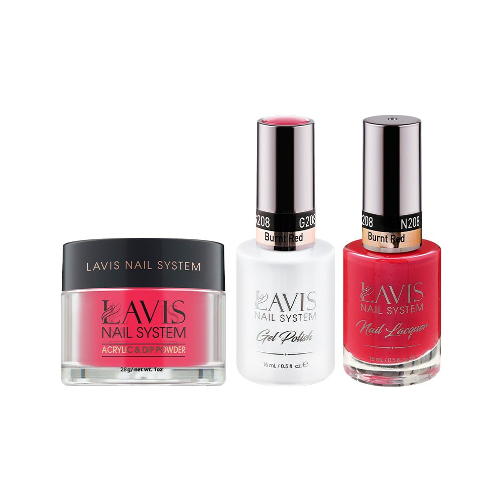 LAVIS 3 in 1 - 208 Burnt Red - Acrylic & Dip Powder, Gel & Lacquer - DTK Nail Supply