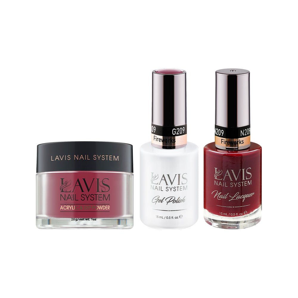 LAVIS 3 in 1 - 209 Fireworks - Acrylic & Dip Powder, Gel & Lacquer - DTK Nail Supply