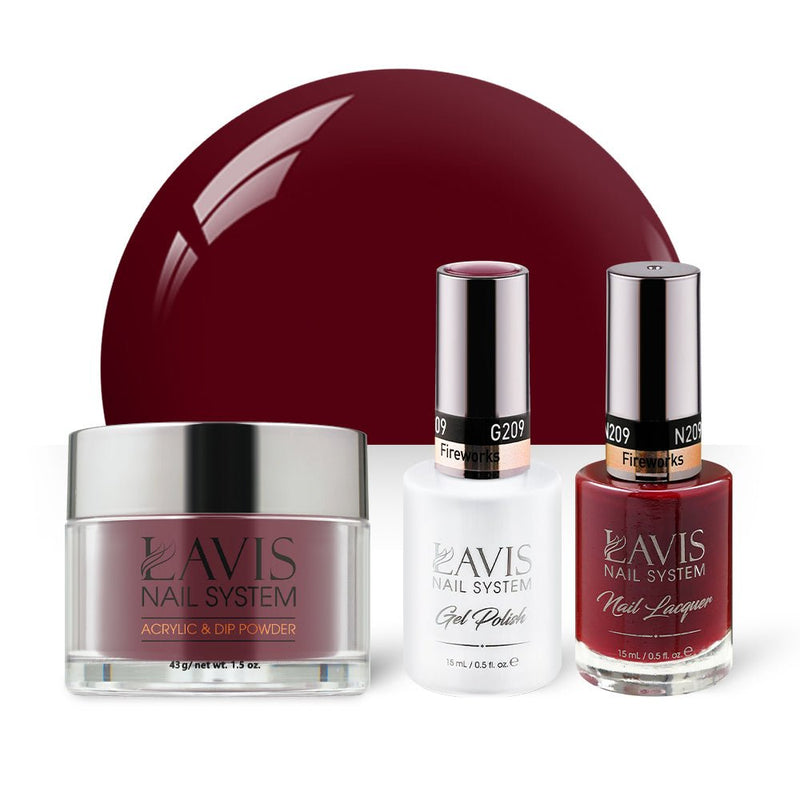 LAVIS 3 in 1 - 209 Fireworks - Acrylic & Dip Powder, Gel & Lacquer - DTK Nail Supply
