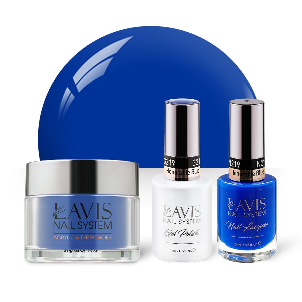 LAVIS 3 in 1 - 219 Honorable Blue - Acrylic & Dip Powder, Gel & Lacquer - DTK Nail Supply