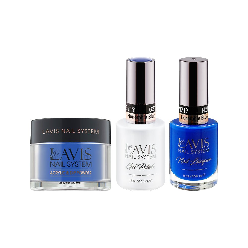 LAVIS 3 in 1 - 219 Honorable Blue - Acrylic & Dip Powder, Gel & Lacquer - DTK Nail Supply