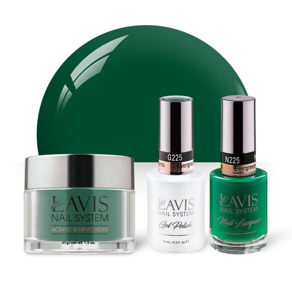 LAVIS 3 in 1 - 225 Evergreens - Acrylic & Dip Powder, Gel & Lacquer - DTK Nail Supply