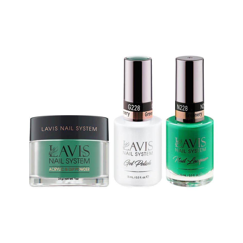 LAVIS 3 in 1 - 228 Greenery - Acrylic & Dip Powder, Gel & Lacquer - DTK Nail Supply