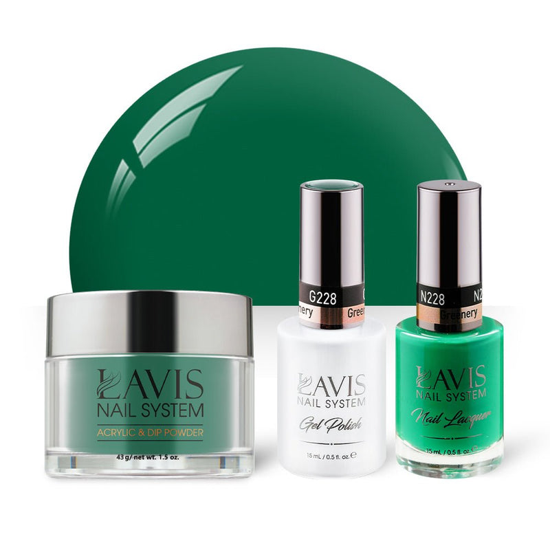 LAVIS 3 in 1 - 228 Greenery - Acrylic & Dip Powder, Gel & Lacquer - DTK Nail Supply