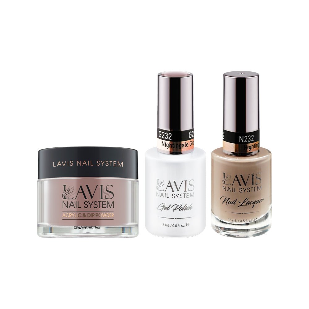 LAVIS 3 in 1 - 232 Nightingale Gray - Acrylic & Dip Powder, Gel & Lacquer - DTK Nail Supply