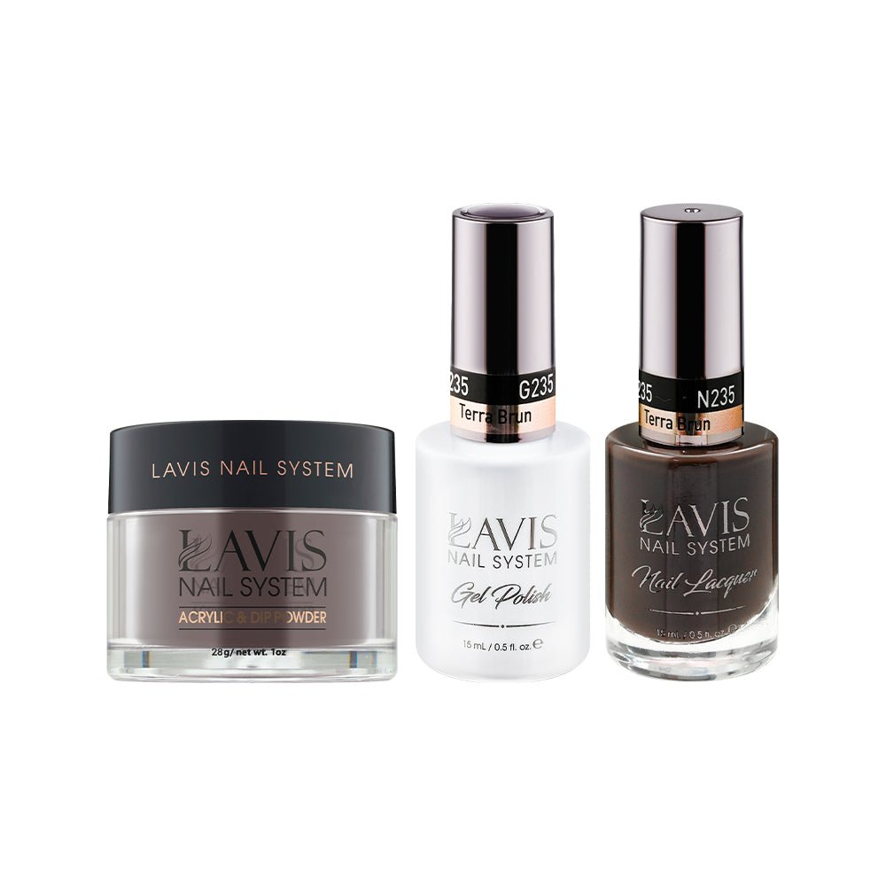 LAVIS 3 in 1 - 235 Terra Brun - Acrylic & Dip Powder, Gel & Lacquer - DTK Nail Supply