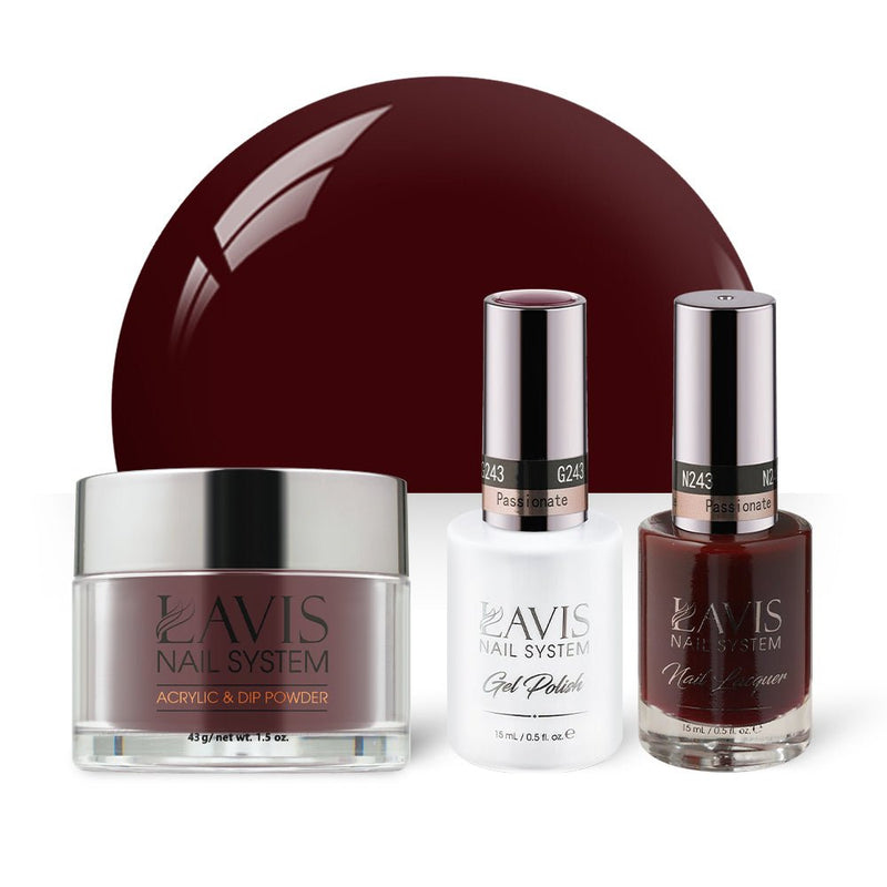 LAVIS 3 in 1 - 243 Passionate - Acrylic & Dip Powder, Gel & Lacquer - DTK Nail Supply