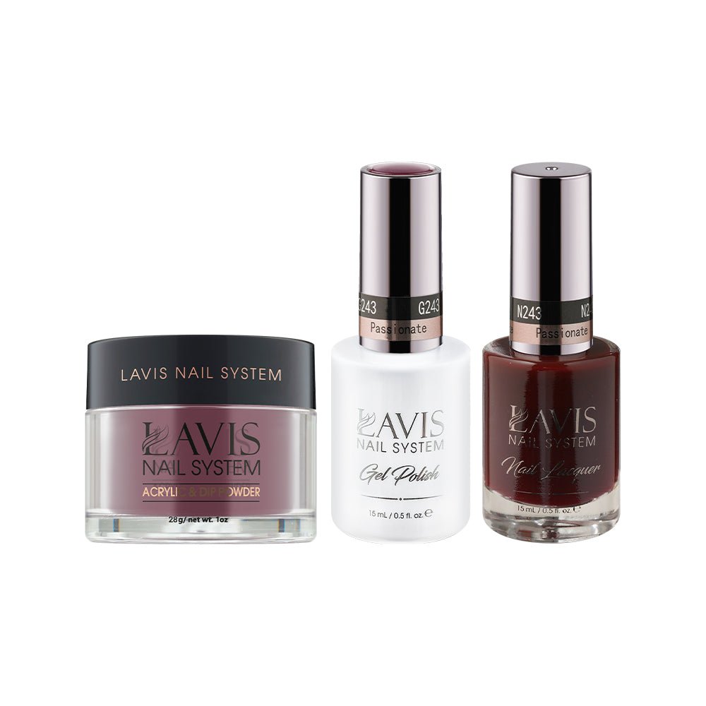 LAVIS 3 in 1 - 243 Passionate - Acrylic & Dip Powder, Gel & Lacquer - DTK Nail Supply