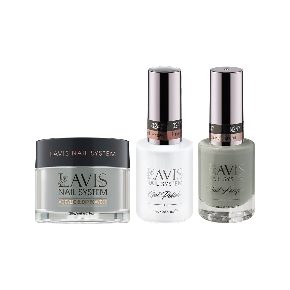 LAVIS 3 in 1 - 247 Laurel Green - Acrylic & Dip Powder, Gel & Lacquer - DTK Nail Supply