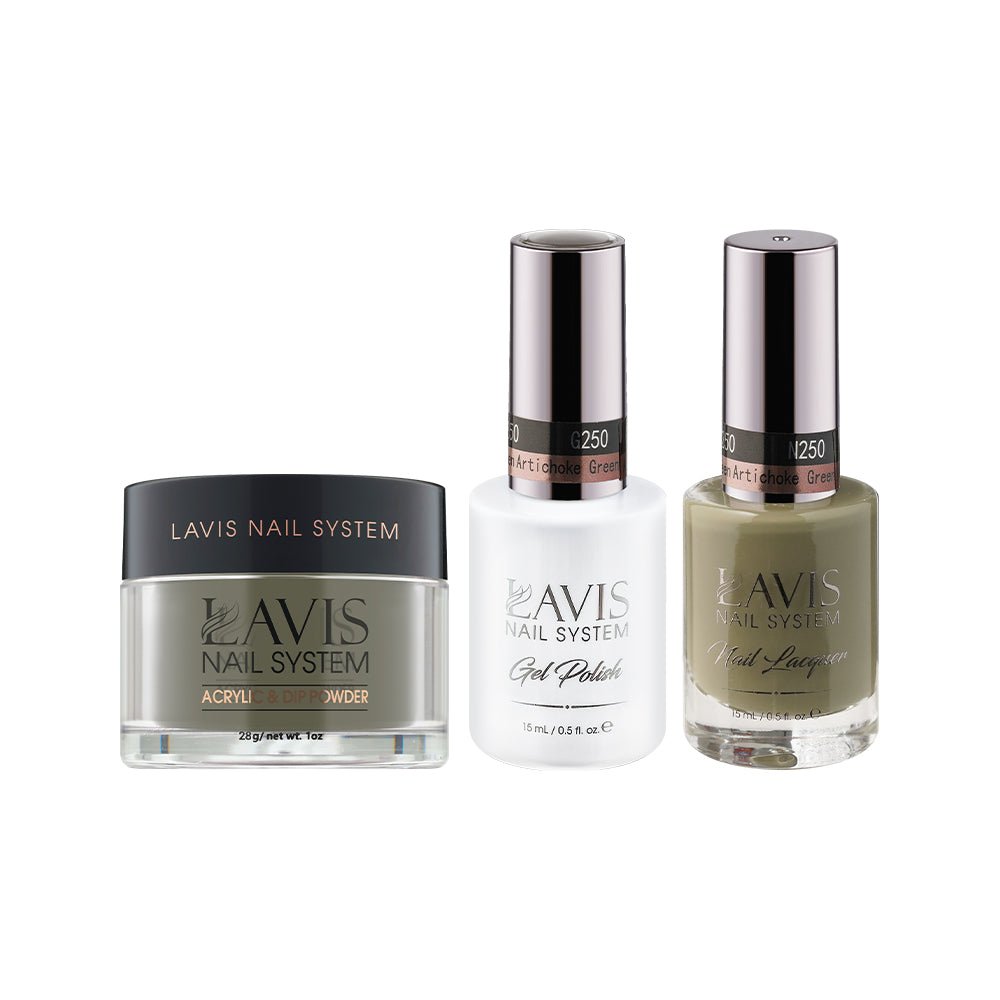LAVIS 3 in 1 - 250 Artichoke Green - Acrylic & Dip Powder, Gel & Lacquer - DTK Nail Supply