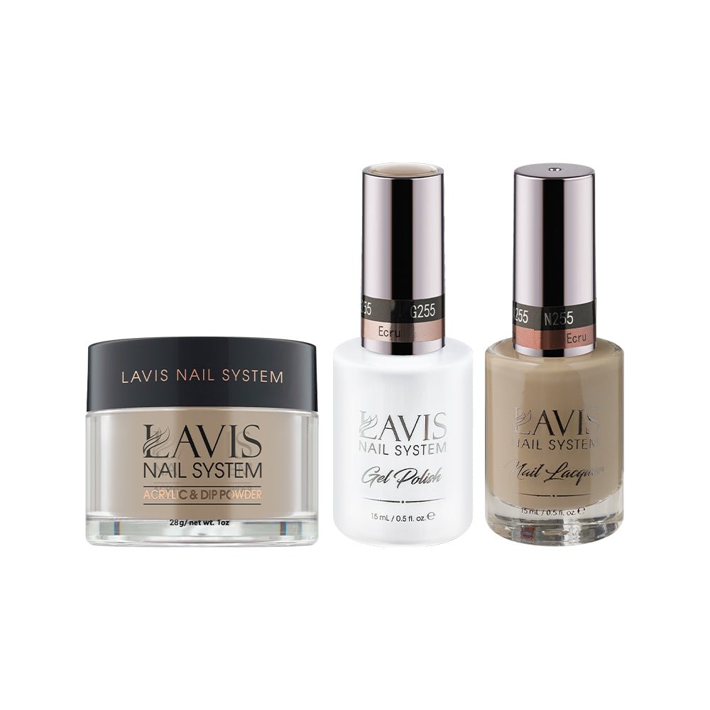 LAVIS 3 in 1 - 255 Ecru - Acrylic & Dip Powder, Gel & Lacquer - DTK Nail Supply