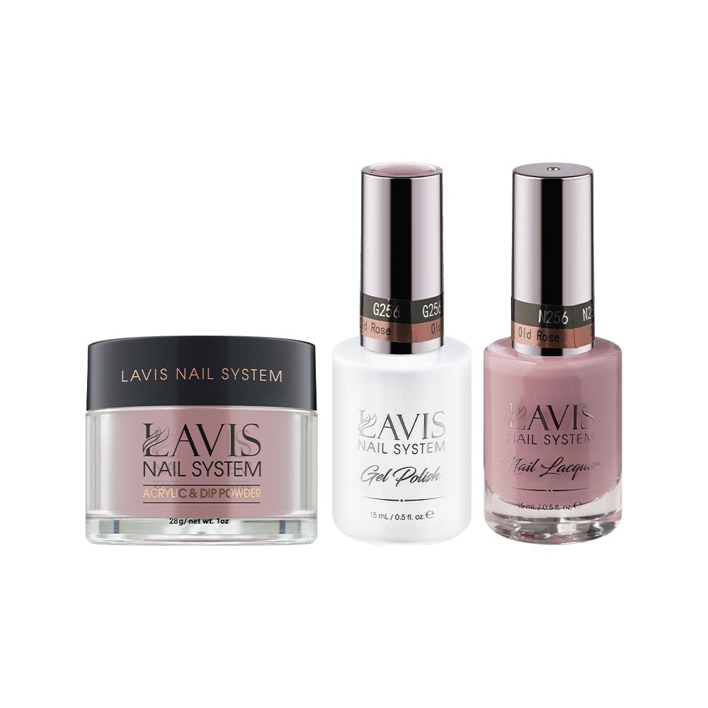 LAVIS 3 in 1 - 256 Old Rose - Acrylic & Dip Powder, Gel & Lacquer - DTK Nail Supply