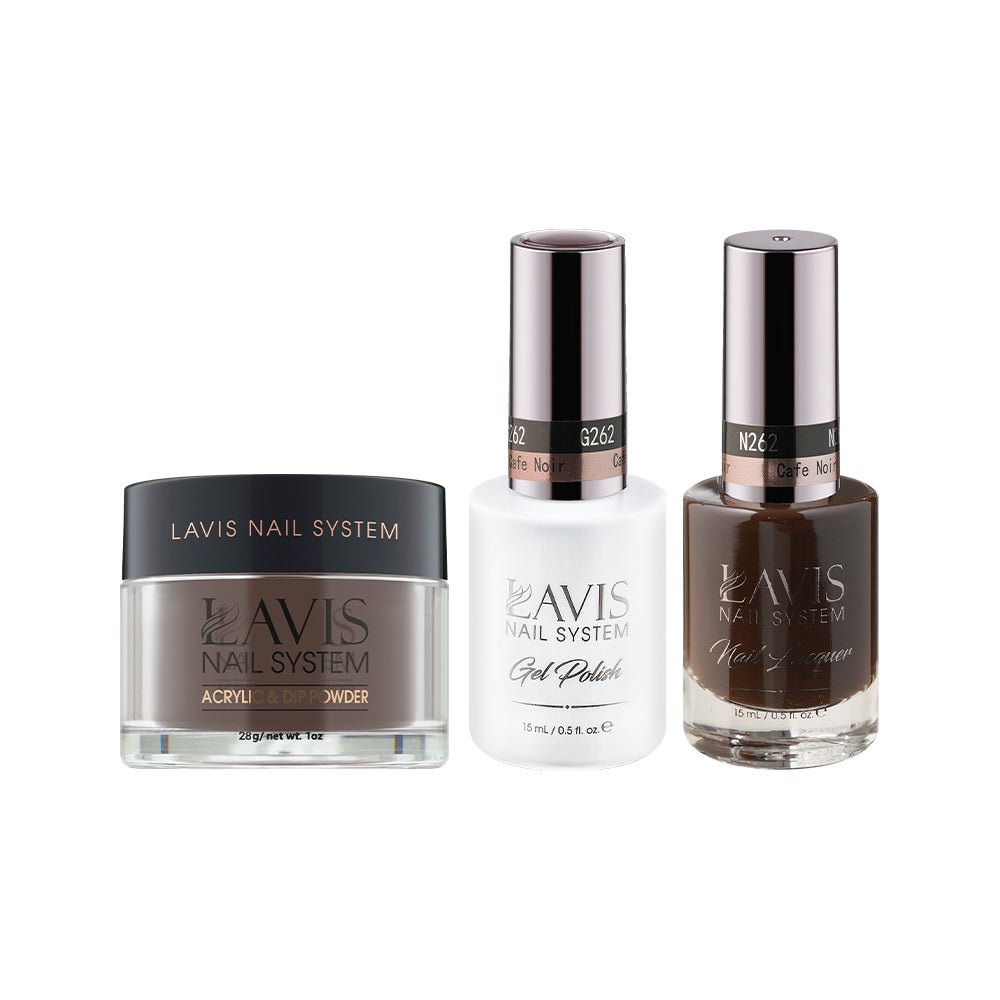 LAVIS 3 in 1 - 262 Cafe Noir - Acrylic & Dip Powder, Gel & Lacquer - DTK Nail Supply