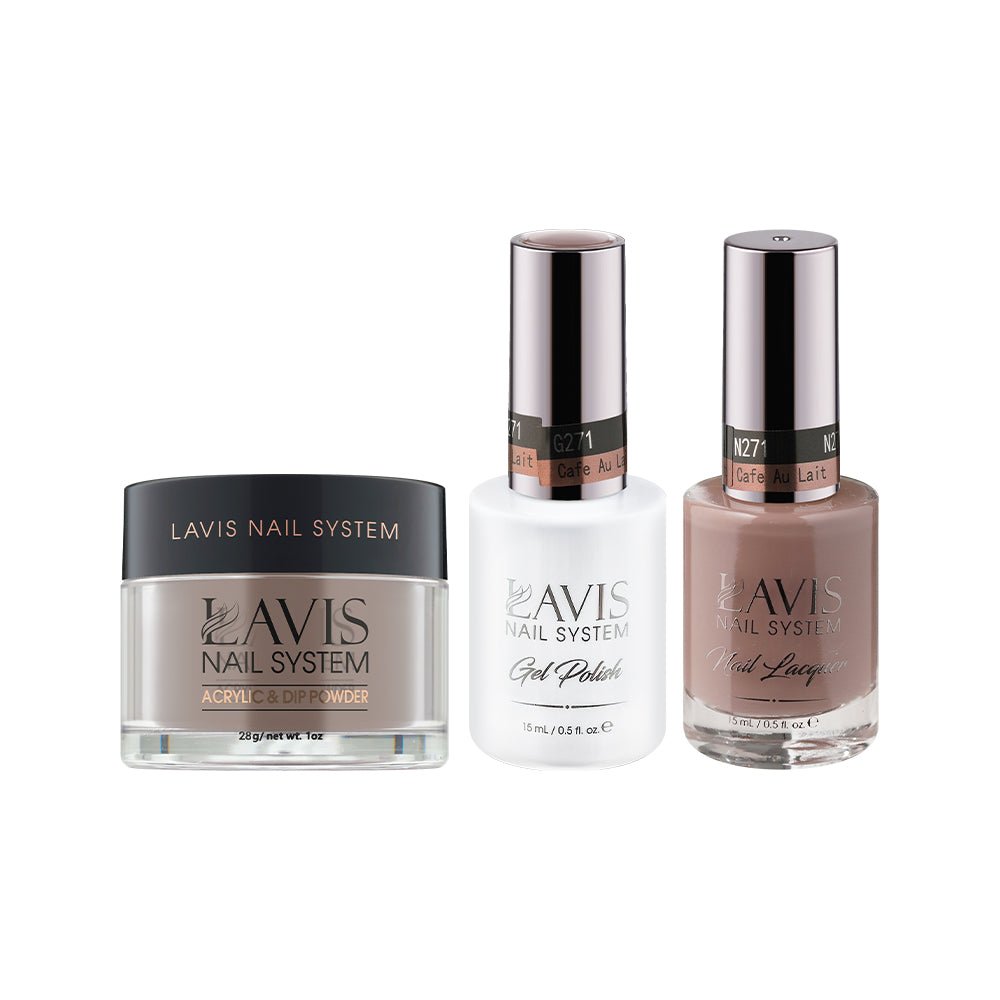 LAVIS 3 in 1 - 271 Cafe Au Lait - Acrylic & Dip Powder, Gel & Lacquer - DTK Nail Supply