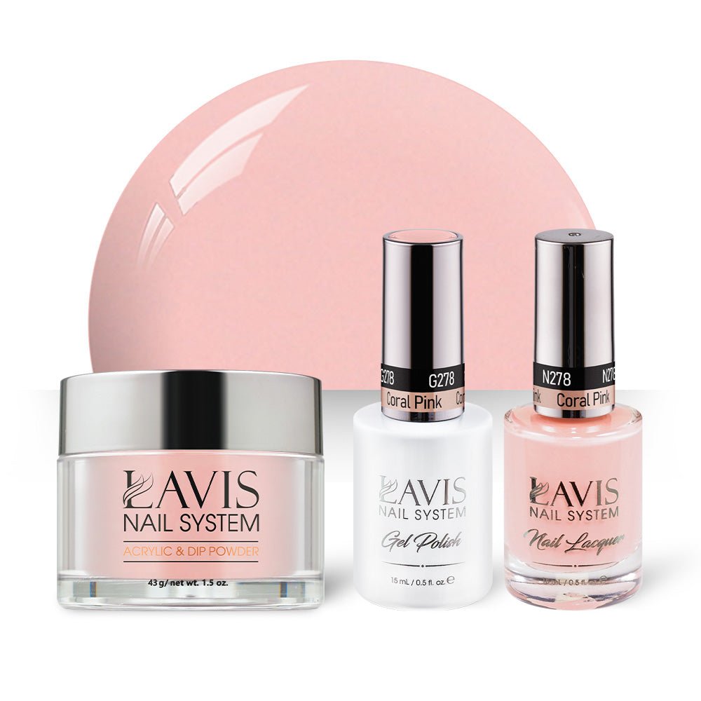 LAVIS 3 in 1 - 278 Coral Pink - Acrylic & Dip Powder, Gel & Lacquer - DTK Nail Supply