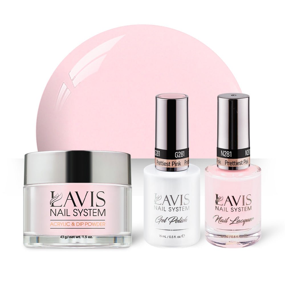 LAVIS 3 in 1 - 281 Prettiest Pink - Acrylic & Dip Powder, Gel & Lacquer - DTK Nail Supply