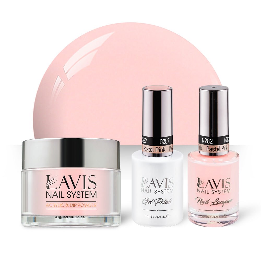 LAVIS 3 in 1 - 282 Pastel Pink - Acrylic & Dip Powder, Gel & Lacquer - DTK Nail Supply