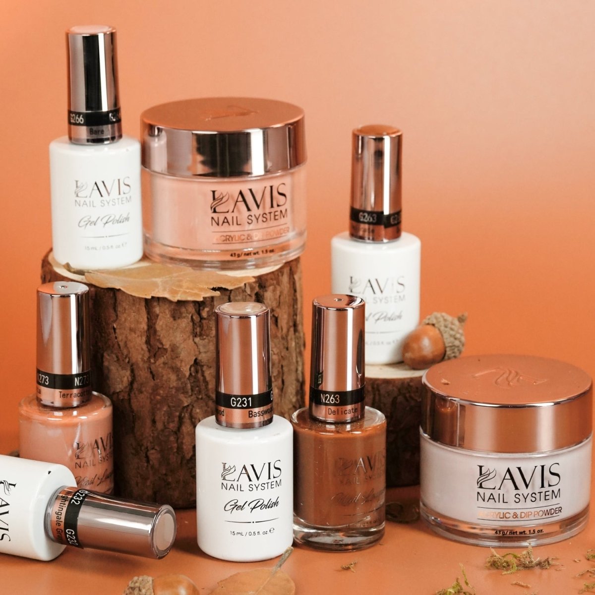 Lavis 3 in 1 - Set 48 Colors - Modern Neutrals Collection - Acrylic & Dip Powder (1.5oz), Gel & Lacquer Matching - DTK Nail Supply