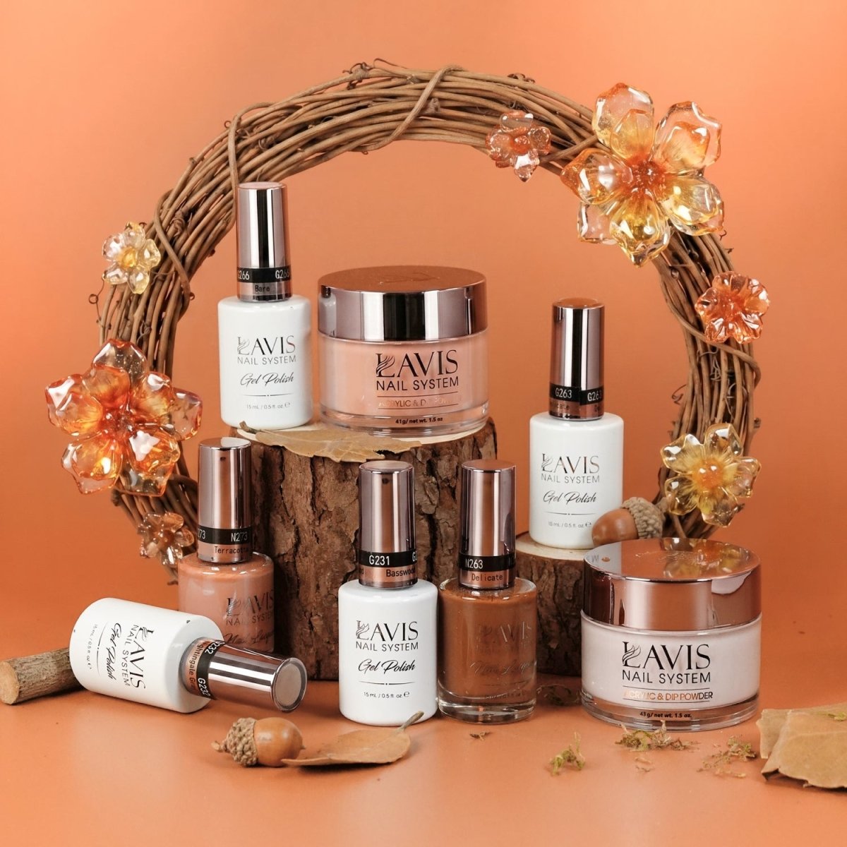 Lavis 3 in 1 - Set 48 Colors - Modern Neutrals Collection - Acrylic & Dip Powder (1.5oz), Gel & Lacquer Matching - DTK Nail Supply
