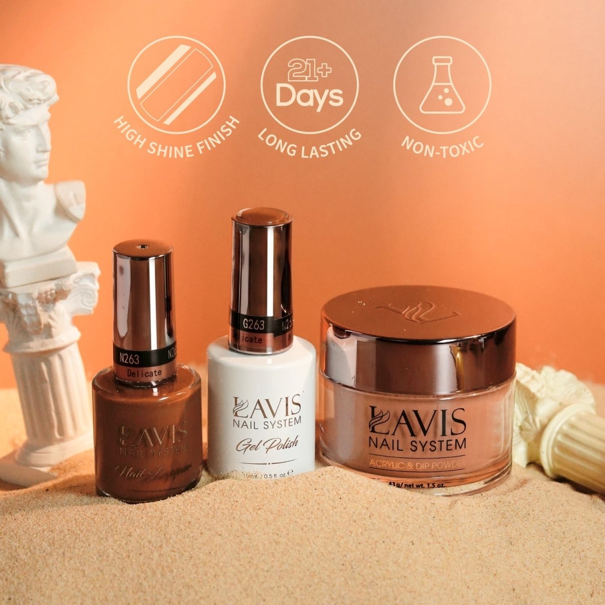 Lavis 3 in 1 - Set 48 Colors - Modern Neutrals Collection - Acrylic & Dip Powder (1.5oz), Gel & Lacquer Matching - DTK Nail Supply
