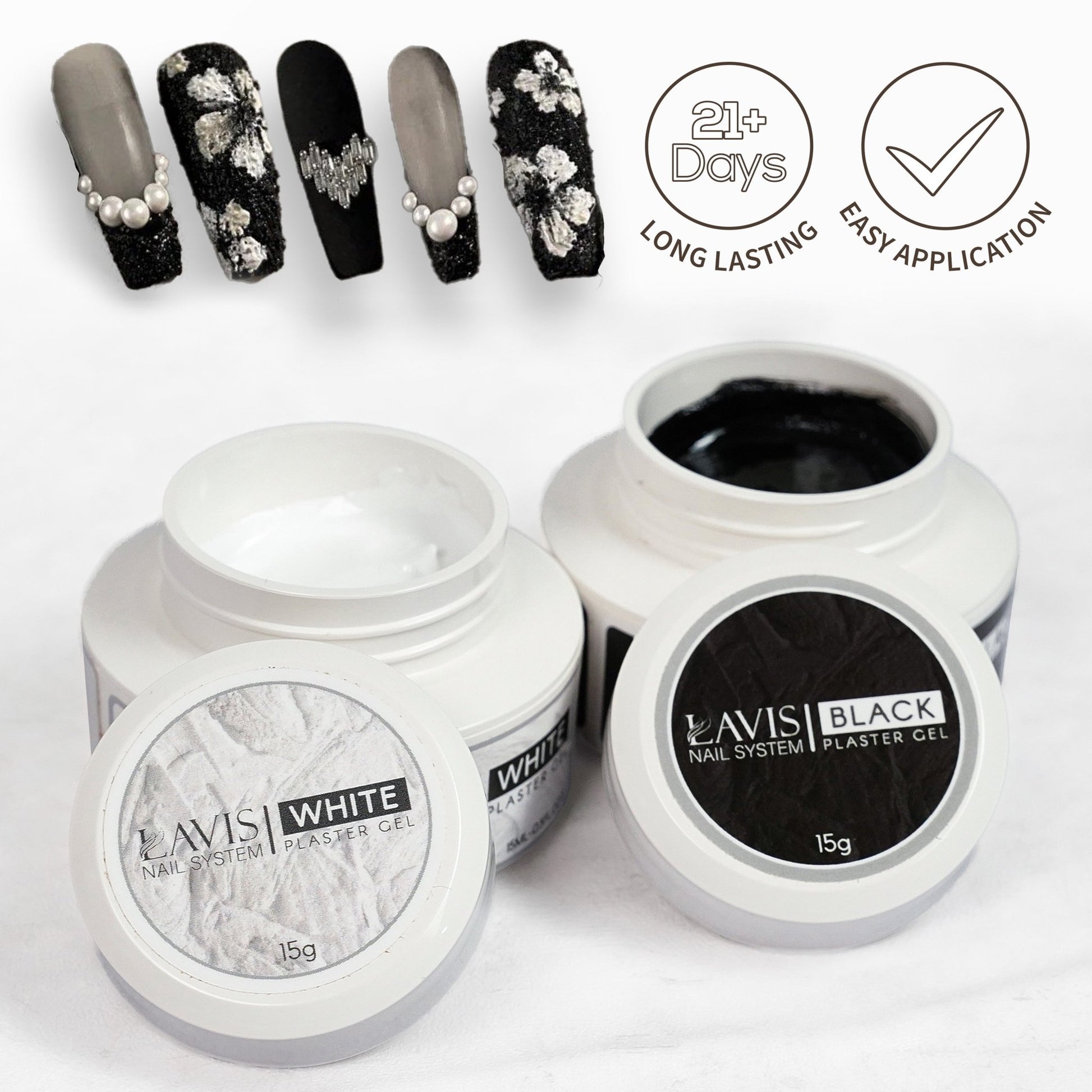 LAVIS 3D Plaster Gel - White 15g - DTK Nail Supply