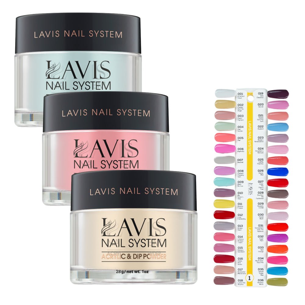 Lavis Acrylic & Dip Powder Part 1(36 Colors): 001 - 036 - 1oz - DTK Nail Supply