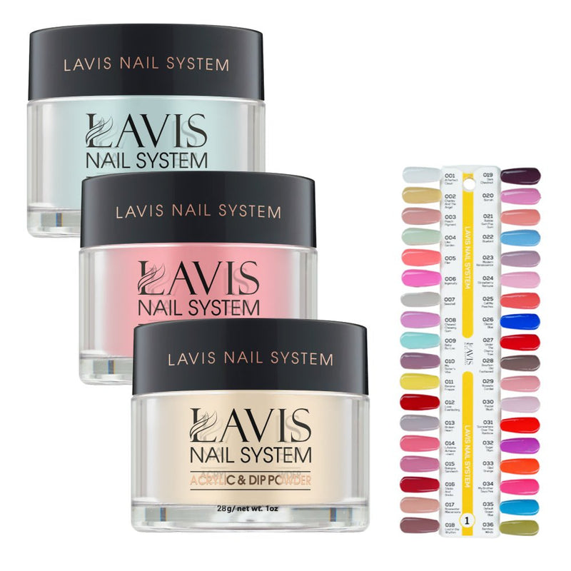 Lavis Acrylic & Dip Powder Part 1(36 Colors): 001 - 036 - 1oz - DTK Nail Supply