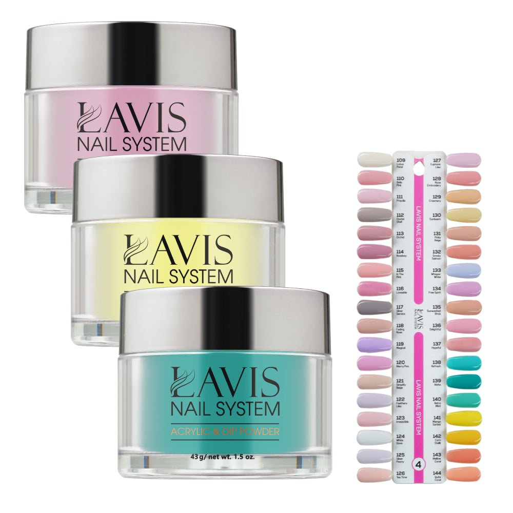 Lavis Acrylic & Dip Powder Part 4 (36 Colors): 109 - 144 - 1.5oz - DTK Nail Supply