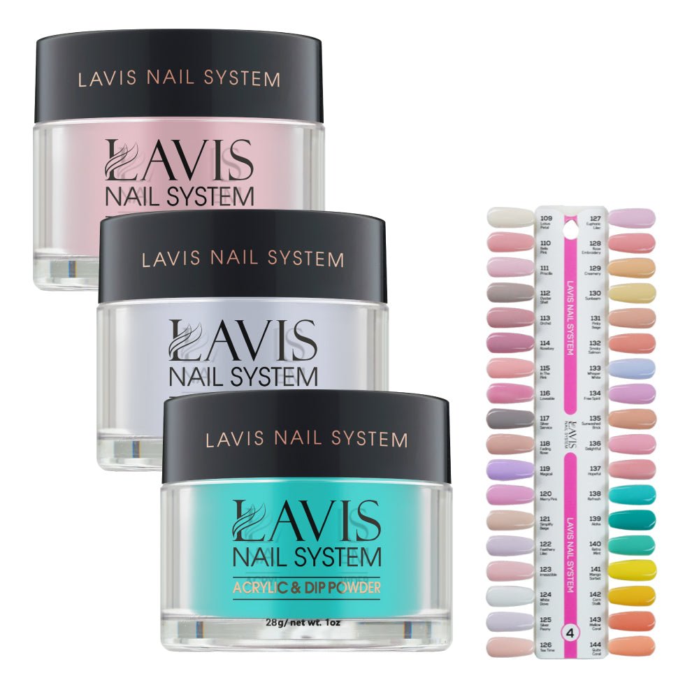 Lavis Acrylic & Dip Powder Part 4 (36 Colors): 109 - 144 - 1oz - DTK Nail Supply